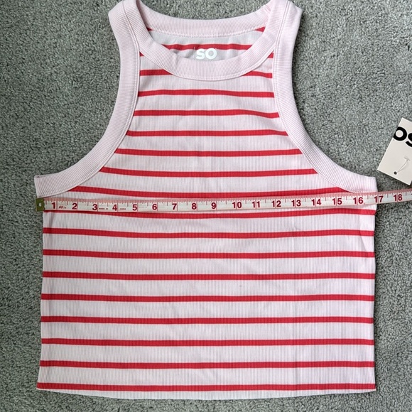 SO Women's Tank Top with Bright Pink and Light Pink Stripes Size XL - Picture 3 of 5